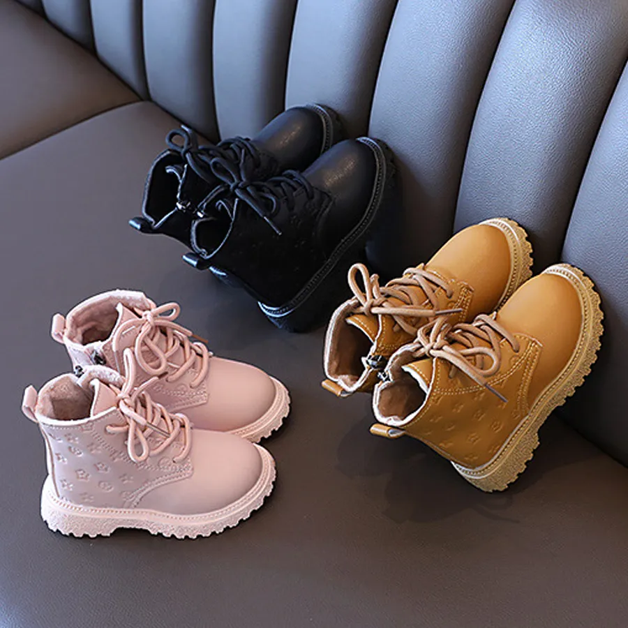Botas altas de nieve de invierno para niños de moda 2024, zapatos de cuero para niños, lindas botas impermeables hasta los tobillos, botas cálidas para niñas, tallas para bebés_voghion.com