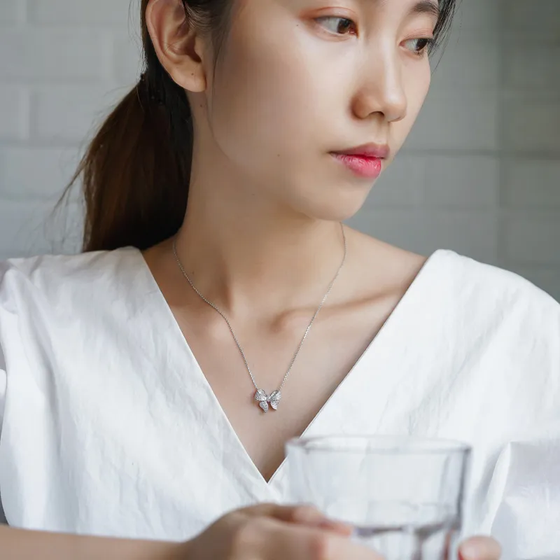 Collana con ciondolo a fiocco carino e alla moda, brillante, in argento Sterling, con fiocco, collane firmate Sailormoon, girocollo, insolite per donne._voghion.com