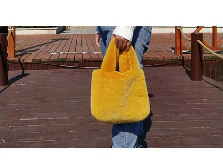 Fi Winter Bucket Artificial Fur Small Casual Shoulder Bag Design Womens Club Wallet Handbag Y241025_voghion.com