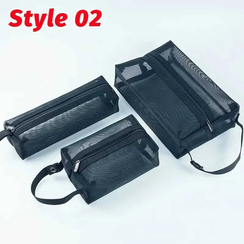 1/3 stykke mesh 3-størrelser transparent sort kosmetik bærbar rejse toilet organizer læbestift opbevaringstaske Y241023_voghion.com