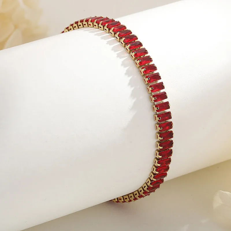 Exquisite Zircon Link Bracelet In Gold Stainless Steel Finish_voghion.com