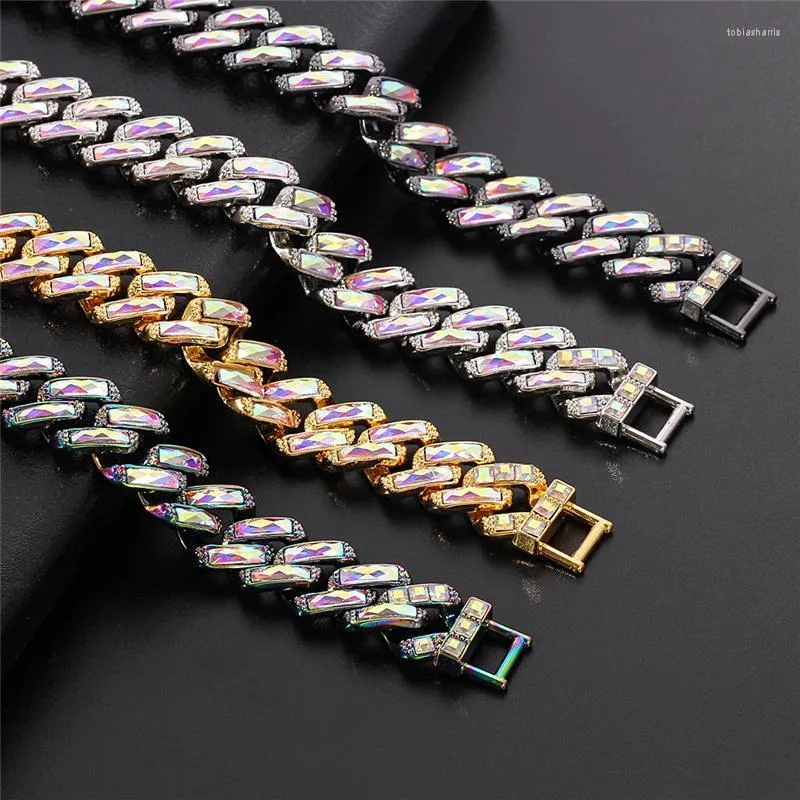 Iced Out Cuban Link Chain Necklace For Men Gold And Silver Colour_voghion.com