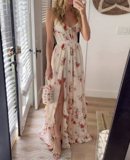 Damen Wickelkleid Mit Brustprint Für Den Strandurlaub_voghion.com