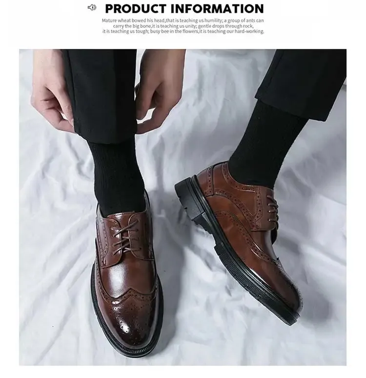 Oxford preto com ponta de asa feito à mão Brogue couro clássico formal masculino Oxfords 240607_voghion.com