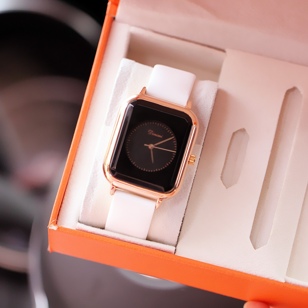 Ceas de damă nou la modă, stil Pointer, dreptunghiular, cu bandă din silicon, cu cuarț, impermeabil, versatil_voghion.com