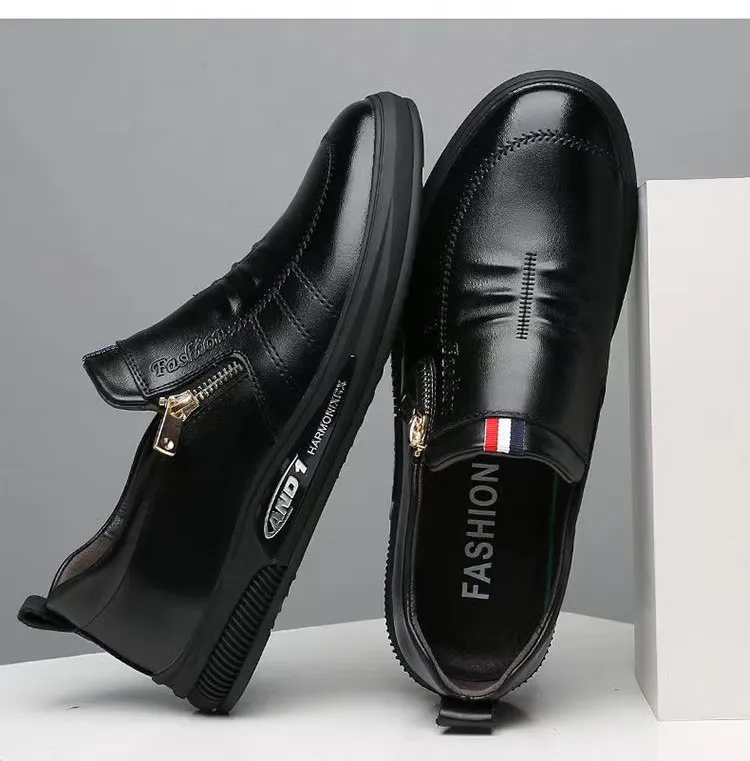 Lässige Lederschuhe für Männer Trend Marke Loafers Herbst ZIP Flat Man S Sneakes Business Bequeme Mokassins Tenis_voghion.com