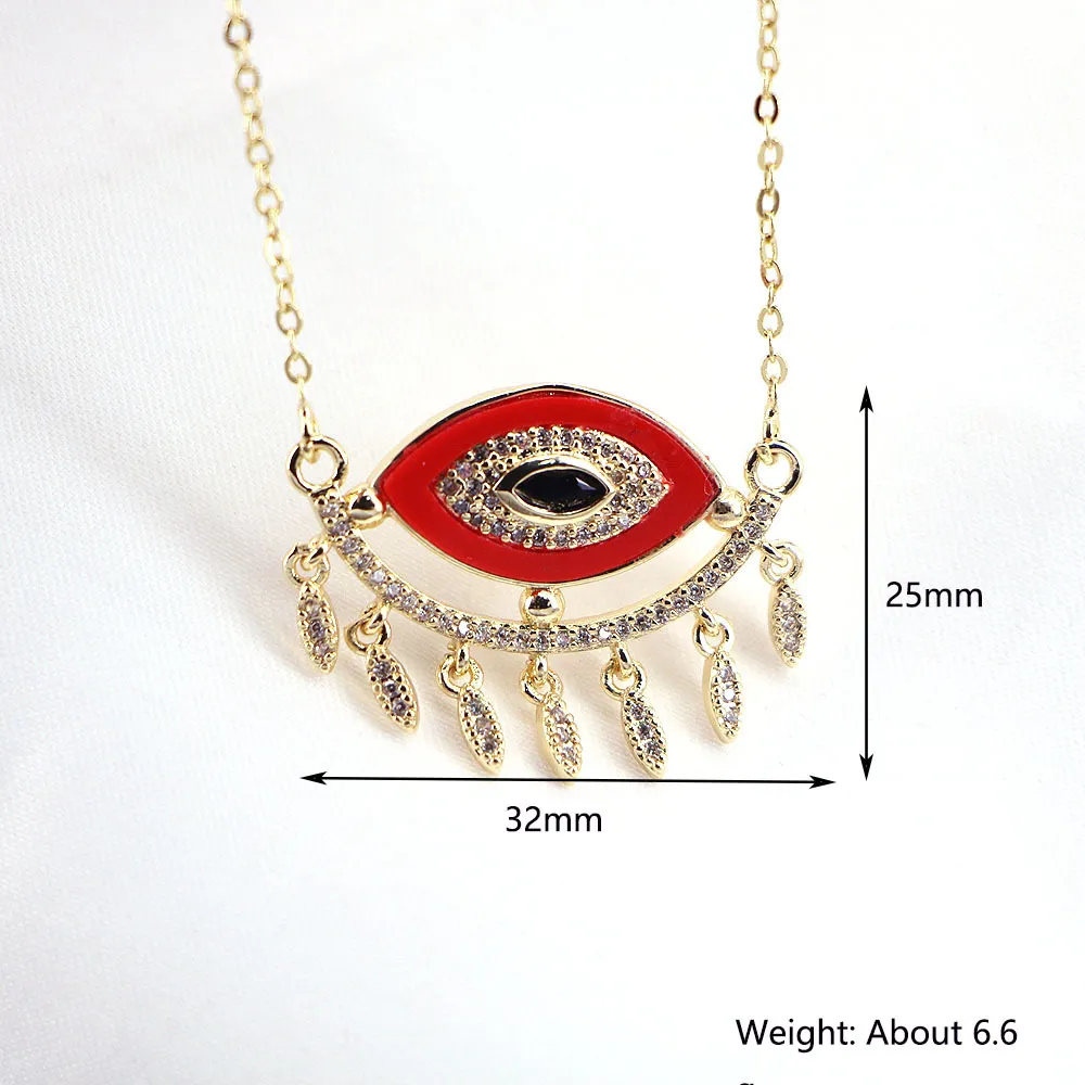 Chais 5 pezzi rame bianco zirconia cubica occhio collana pedat oro chai rosso blu nero smaltato turco collares gioielli boho per_voghion.com