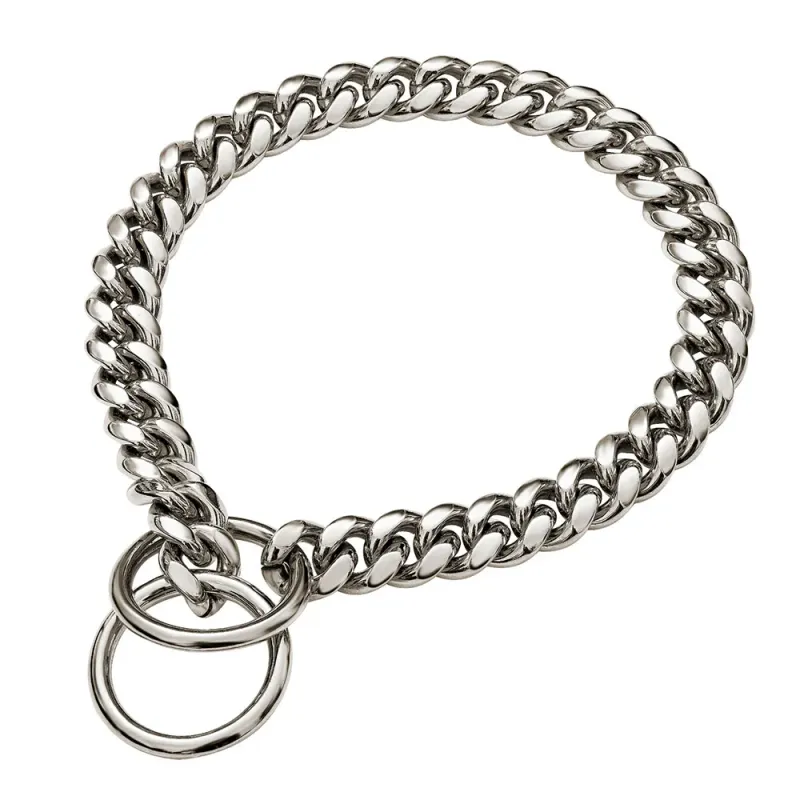 Guldhalsbånd 10 mm cubansk K-halskæde Heavy Duty Slip rustfrit stål Hunde-P-kæde til mellemstore og store hunde_voghion.com