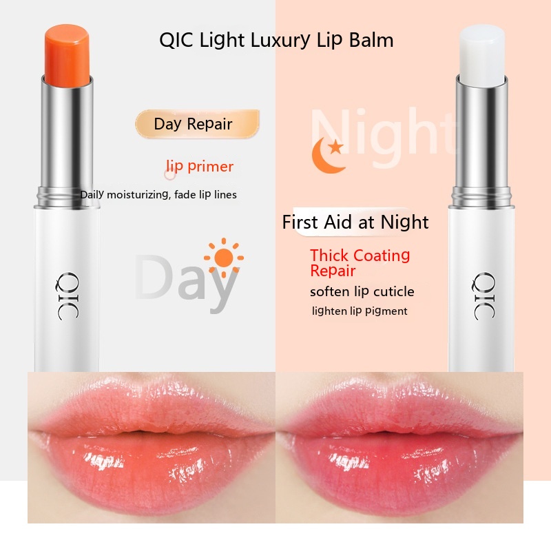 QIC Qini Color Day Night Repair Lippenstift spendet Feuchtigkeit und schwächt Lippenlinien Karotten-Lippenstift Beauty Makeup_voghion.com