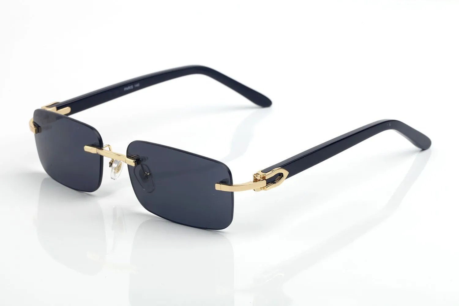 Designer Sunglasses Woman Transparent Polarized Rectangular Buffalo Glasses UV400 Rimless Fashion Sport Gold Metal Tea_voghion.com