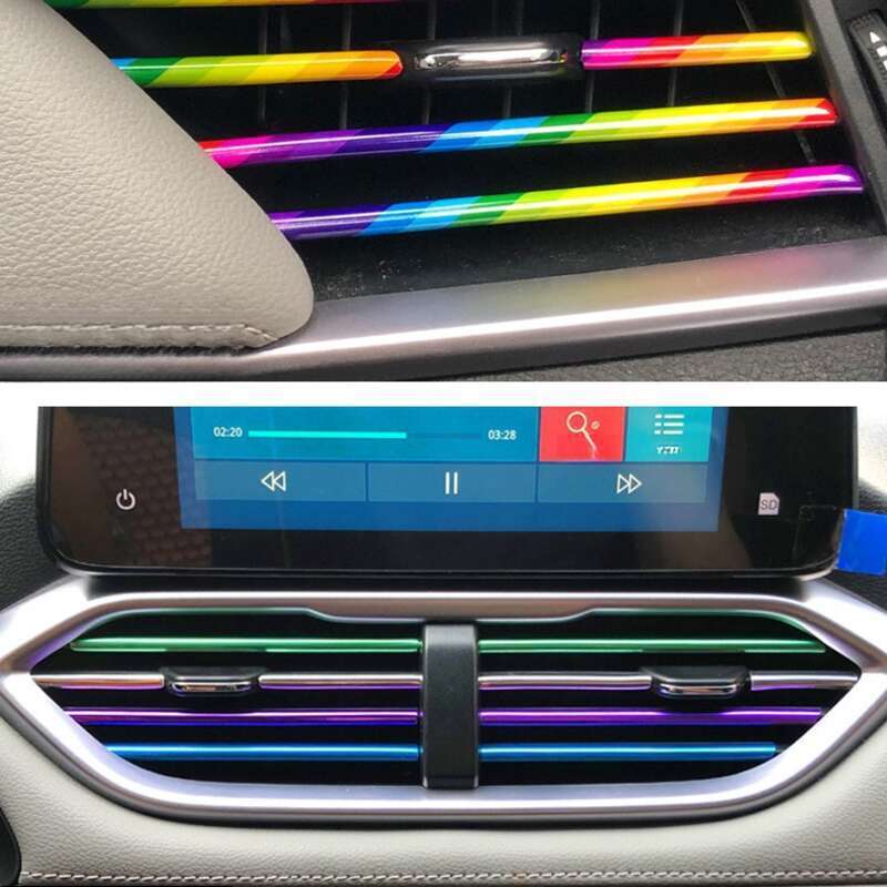 Clemă decorativă pentru ventilația aerului condiționat auto, modificarea consumabilelor interioare, în formă de U, bandă strălucitoare galvanizată_voghion.com
