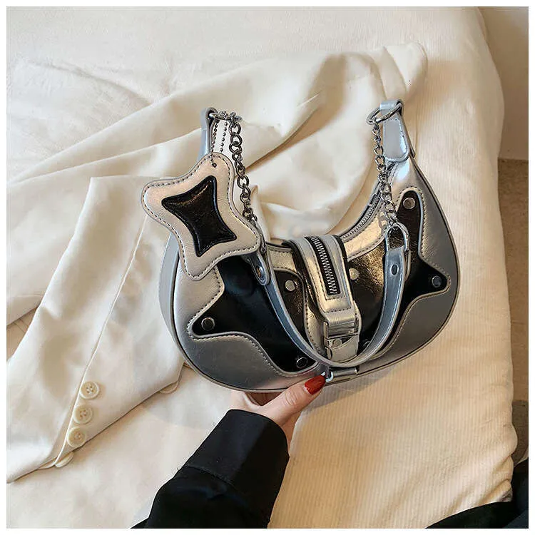 Y2k Shoulder Premium Pu Leather Mixed Color Rivet Fashion Handbag Retro Designer Women's Wallet Street Dressing Bag_voghion.com