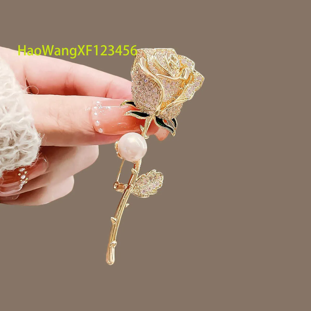 Spilla a forma di fiore di rosa all'ingrosso, alla moda, per uomo e donna, con diametro completo, decorazione per abiti._voghion.com