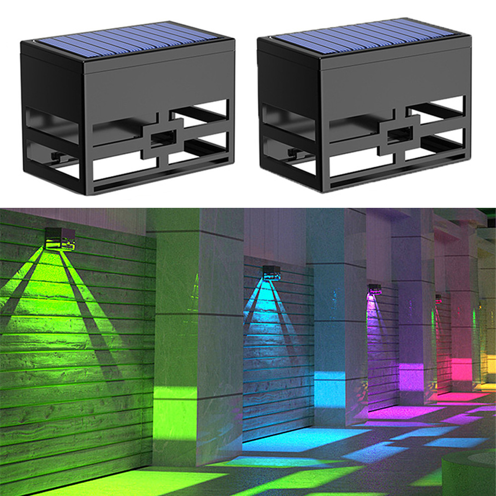 2/4 pezzi lampada da parete solare esterna impermeabile balcone cortile strada decorazione del giardino luce a Led RGB illuminazione solare recinzione scale
