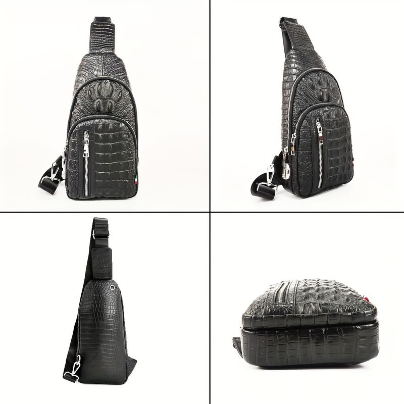 Echtes Rindsleder Herren Brusttasche mit Passwortschloss, Multifunktionale Umhängetasche, Lässiger Schulterrucksack,_voghion.com