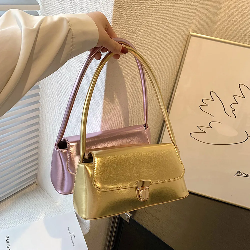 Handtassen voor dames, eenvoudige handtassen met handvat, Franse tote, elegante glanzende oksel, schoudertas van PU-leer voor dames_voghion.com