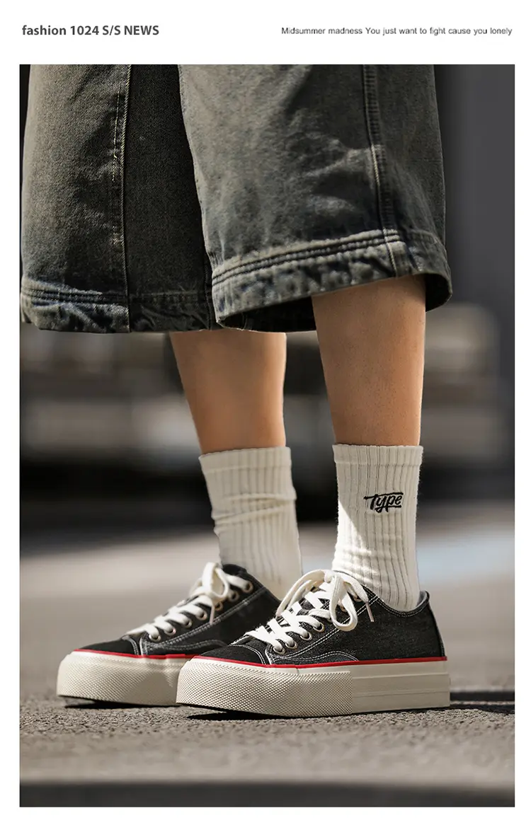 Canvas Shoes For Men, Casual Low Top Trainers With Thick Sole_voghion.com