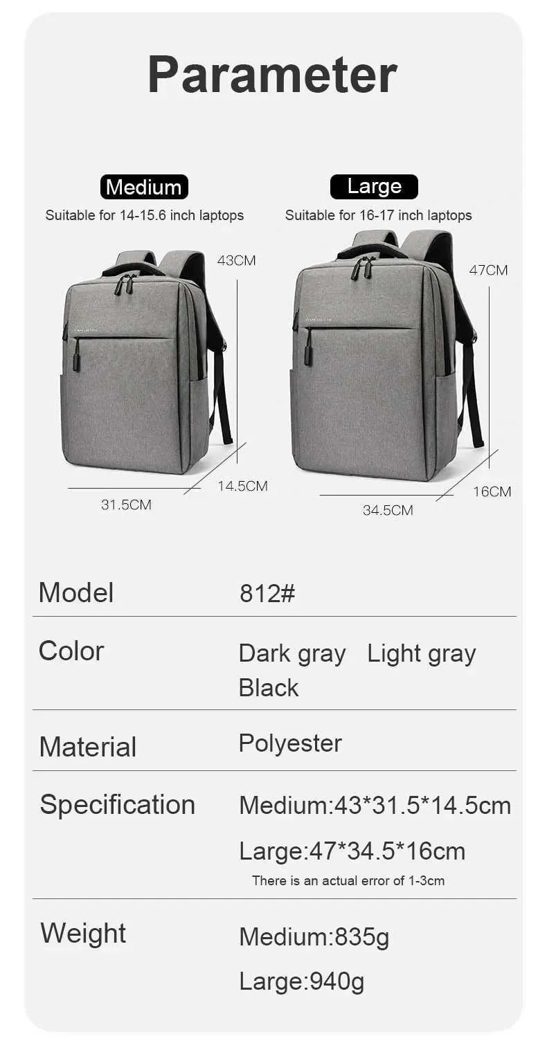 Sac à dos de voyage de grande capacité pour ordinateur portable 15,6 17,3 pouces, sac à dos étanche pour homme, multi-poches, C241107_voghion.com