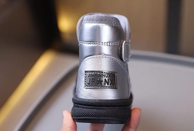 Winter Kids Youth Cotton Shoes Fashion Boys Girls Ankle Boots Littlesprouts Soft Bottom Warm Student Boot Sier Black_voghion.com