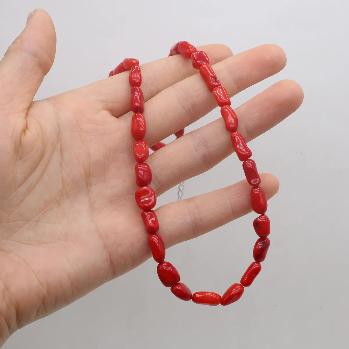 Catene da donna forma irregolare collana di perline di corallo rosso energia Reiki gioielli per fai da te creazione braccialetto artigianato regalo 1 pz_voghion.com