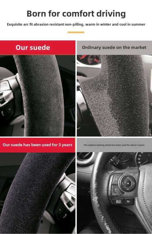 Volan cu blană cusută manual, din piele mată, Four Seasons, General Motors, husă pentru mâner, piele întoarsă, plush de iarnă_voghion.com