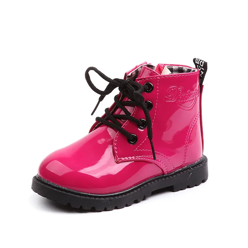 Botas de piel sintética antideslizantes para niño y niña, botines de otoño e invierno, talla 21_voghion.com