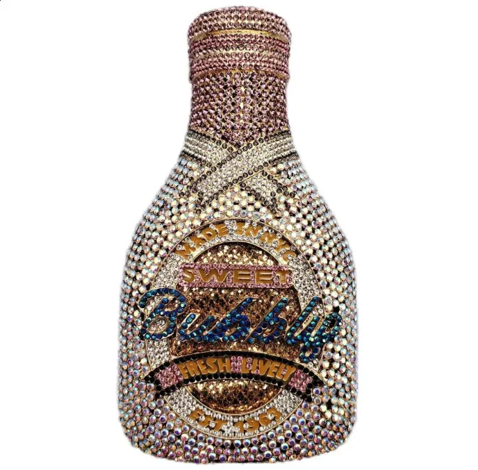 Lady Champagne Bottle Clutch Bag Women Crystals Evening Handbags Wedding Party Day Clutches tail Minaudiere Purses_voghion.com