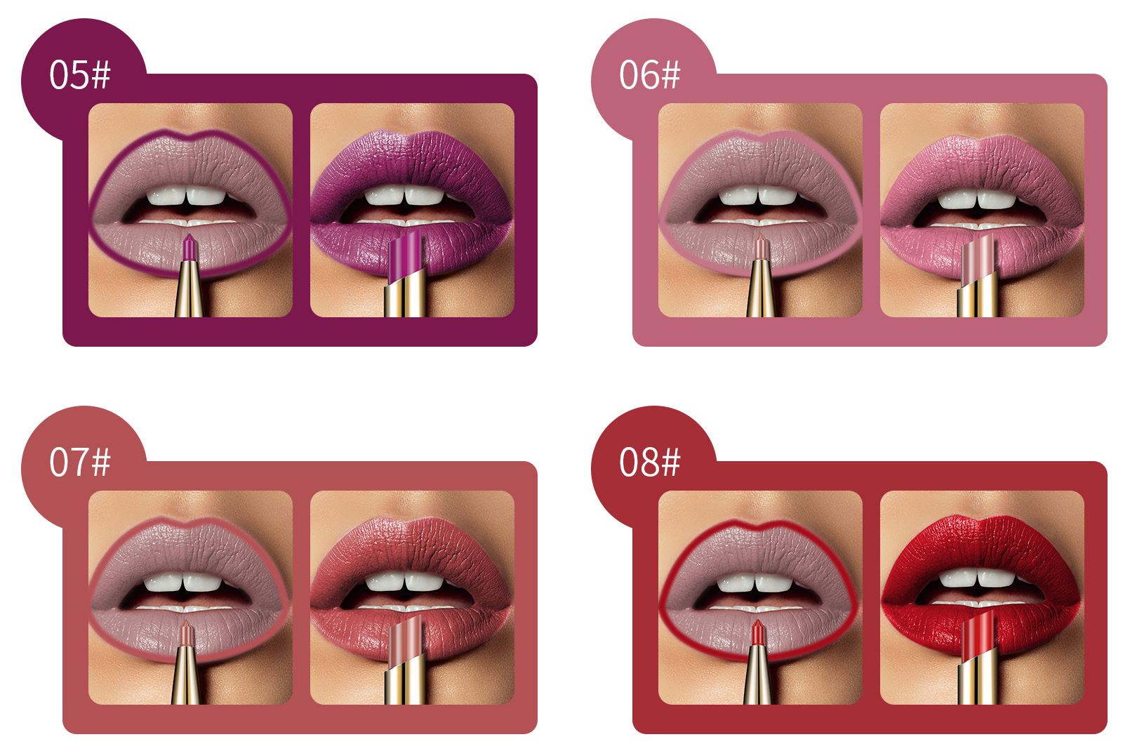 QIC lipliner lip makeup women are not easy to decolorize line hook double head rotary matte paint lipstick pen_voghion.com