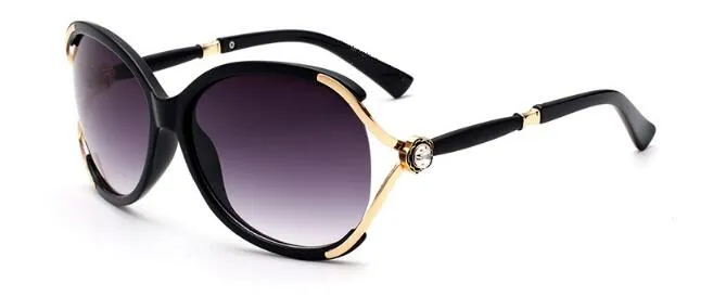 Óculos de sol designer femininos retro pretos moda com estojo_voghion.com