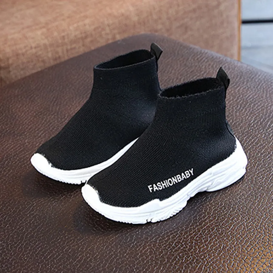 Tênis de cano alto infantil casual sem cadarço respirável meias infantis antiderrapantes botas de neve meninos meninas calçados esportivos tamanhos 21-30_voghion.com
