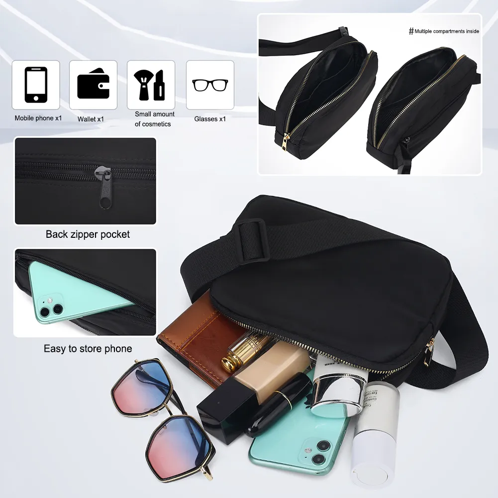 Naylon Messenger Ayarlanabilir Cepli Koşu Çantası Çok İşlevli Aşınmaya Dayanıklı Su Geçirmez Yüksek Kapasiteli Açık Hava Sporları İçin_voghion.com