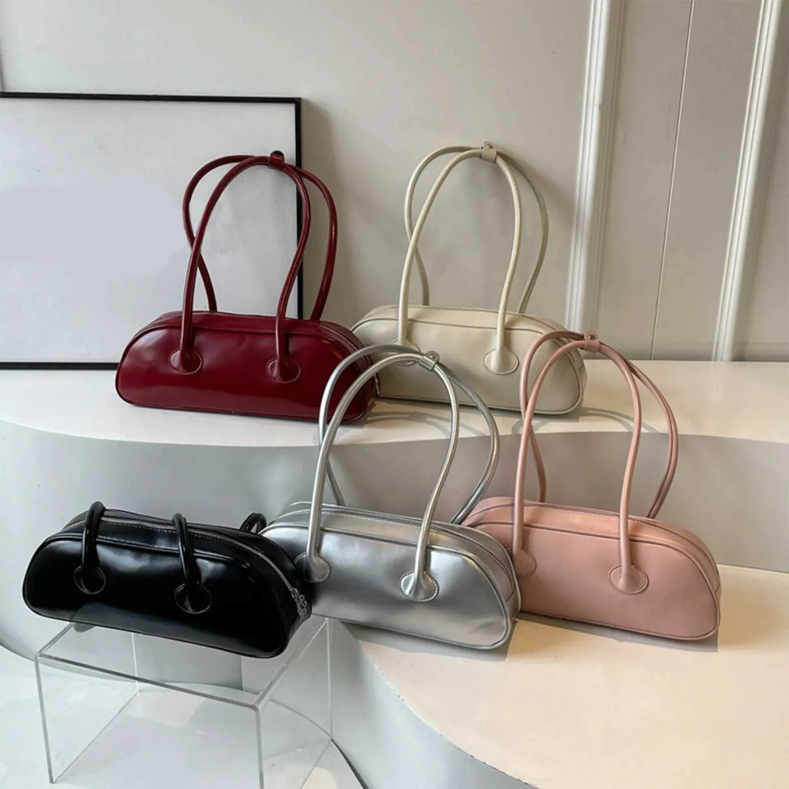 Ladies High Street Fashion Large Capacity Single Shoulder Underarm Bag With Red Handheld Korean Foreign Style Stick_voghion.com