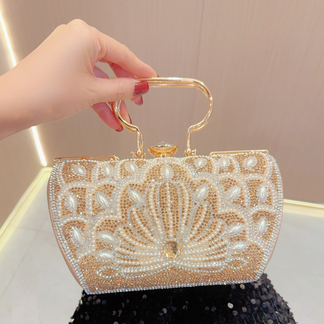 Nouveau sac à main de mariage d'équipe de barre avec le sac de Banquet de bandoulière incrusté de diamant_voghion.com