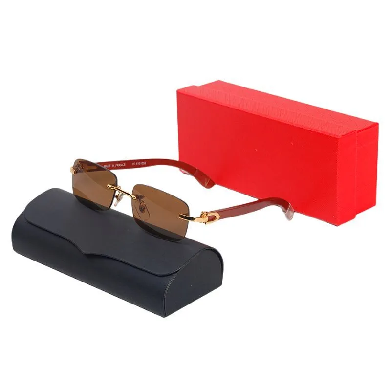 Carti Glasses Occhiali da sole firmati per uomo e donna Oro Argento Metallo Rettangolo Ottico Montatura in legno Grigio Marrone Trasparente_voghion.com