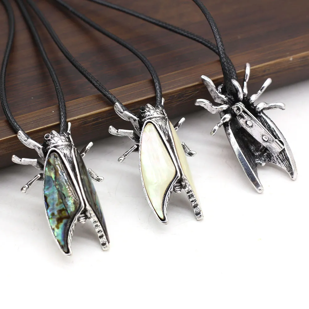 Anhänger Halsketten Natürliche Muschel Halskette Insektenform 28x40mm für DIY Schmuckherstellung Armband Wohndekoration Geschenk_voghion.com