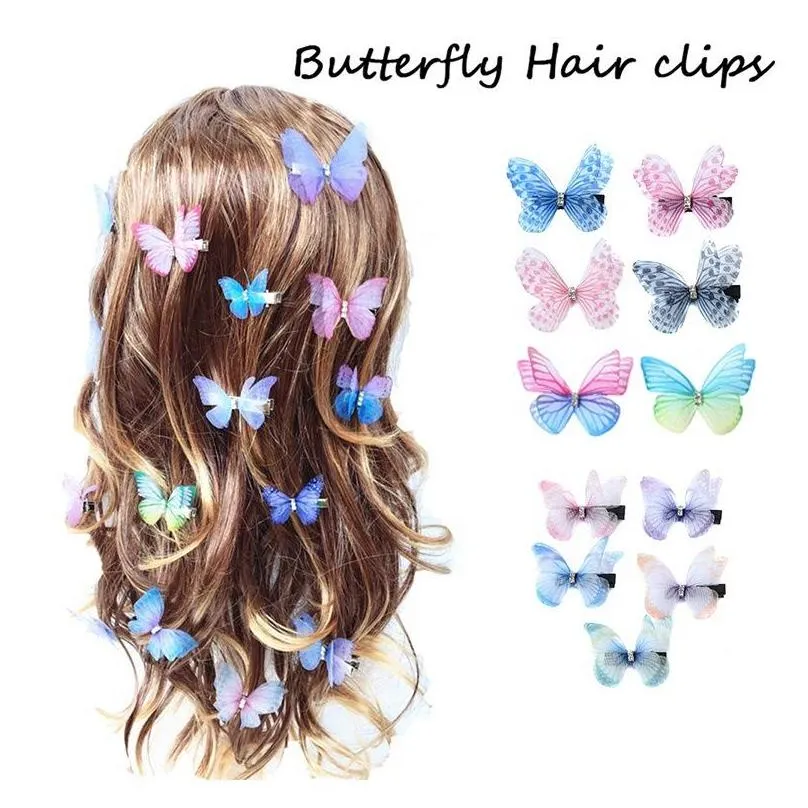 Doppeldeck Drei Nsional Barrettes Schmetterling Retro Strass Gaze DIY Haarspangen Zubehör Frauen Haarnadel Dhoxk_voghion.com