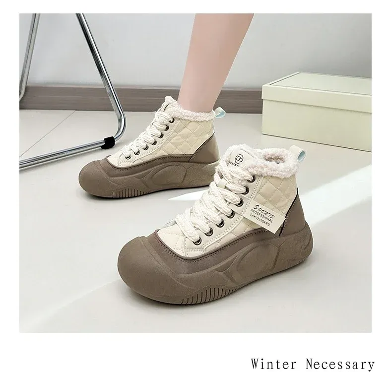 Botines mujer forrados de pelo botas invierno deportivas plataforma_voghion.com