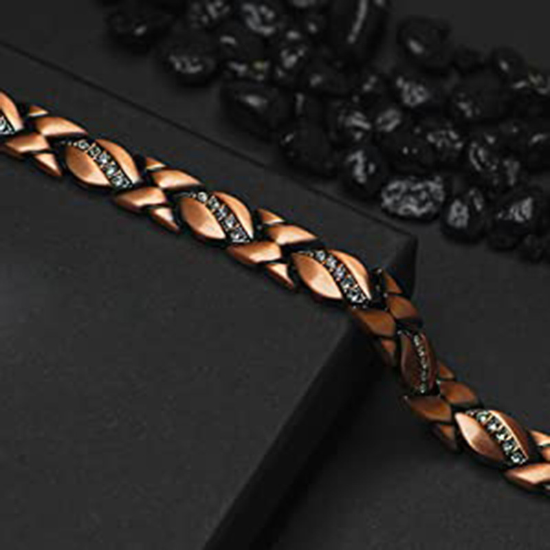 Longrui Neues Produkt Kupferarmband Diamantarmband Starker magnetischer Baumblattmagnet Kupferarmbandhersteller_voghion.com