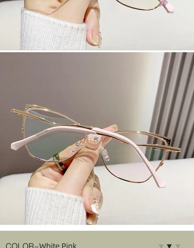 Sonnenbrillen Katzenaugen Korrekturbrillen für Damen 2024 Verschiedene Farben Blaulicht Lesebrille Transparente Brillen für Damen_voghion.com