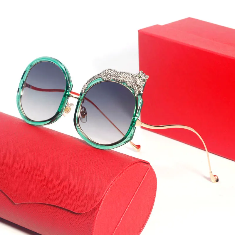 Golden Leopard Sunglasses For Women Oversize Round Designer Frame_voghion.com