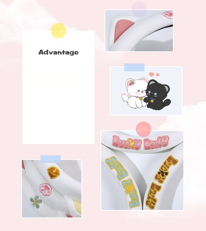 Housse de volant de voiture mignonne et mignonne, adaptée à toutes les saisons, design en maille, housse de poignée de voiture avec petit chat_voghion.com