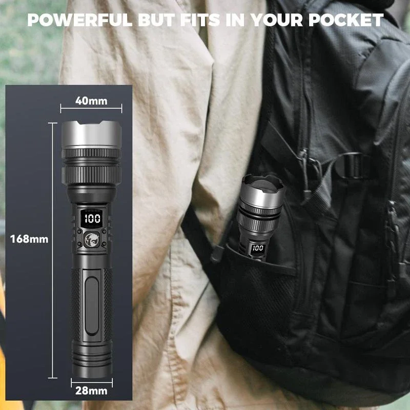 Super Bright Led Flashlight Rechargeable With Digital Display_voghion.com