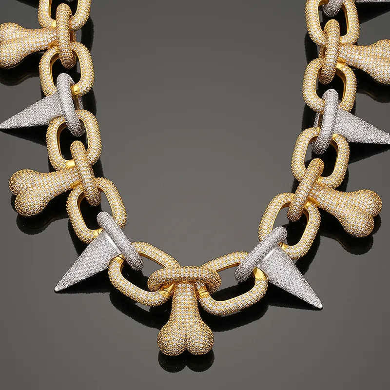 Iced Out Cuban Link Chain Necklace For Men Prong Set Jewellery_voghion.com