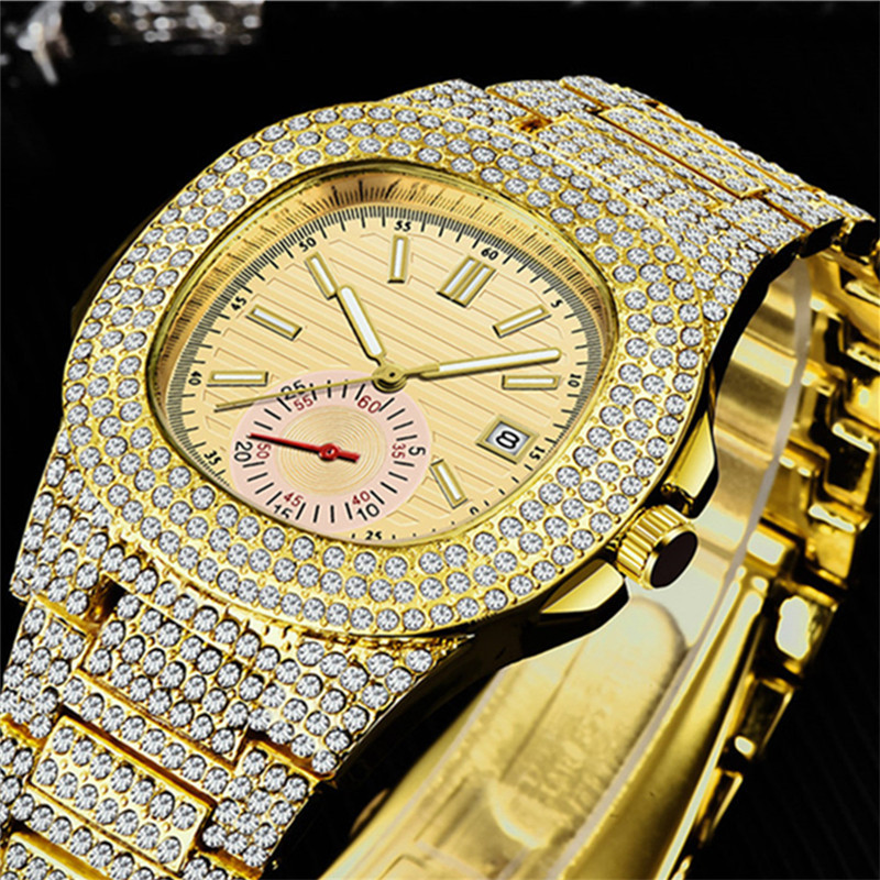Hip Hop Set Huaqiangbei Brand Diamond Personalized Water Ghost Full Sky Star Calendar Quartz Watch Men's Edition_voghion.com
