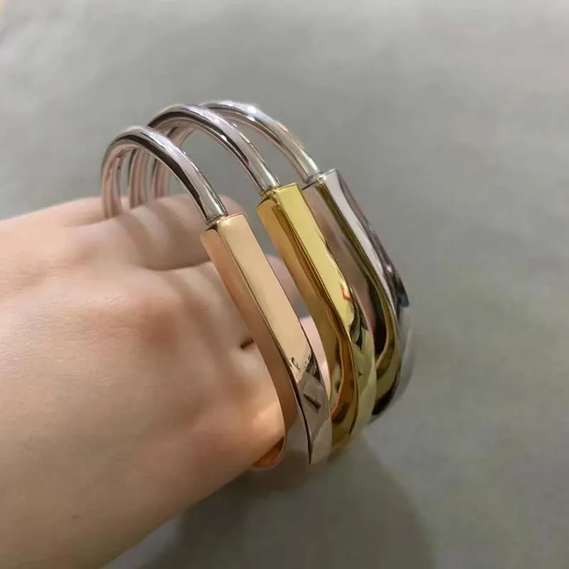 Armbänder Lock Herren Damen Armreifen Silber Roségold Titan Stahl Schmuck 17cm Diamant Schmuck Designer für Frauen Armband_voghion.com