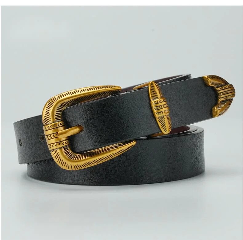 Damen Gürtel Aus Echtem Leder, Vielseitiger Gürtel Mit Dornschließe_voghion.com