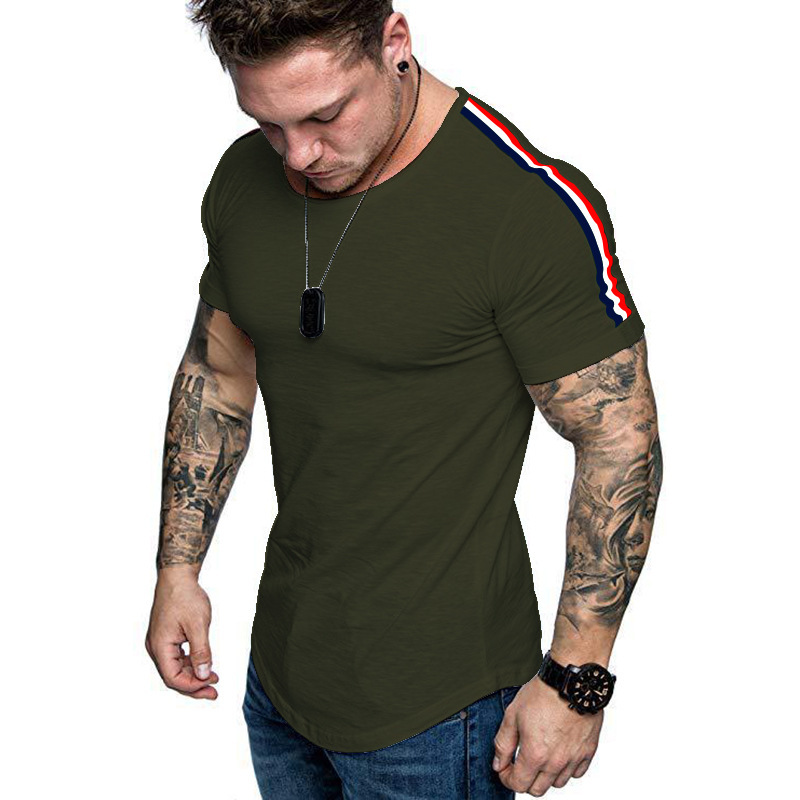 2020 Sommer Neue Mode Große Herren Kurzarm Schulter Panel Design T-shirt Für Männer_voghion.com