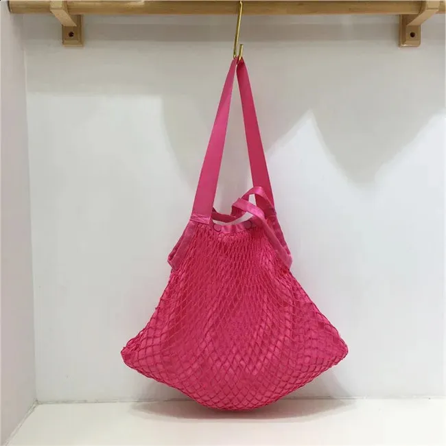 Borsa a rete intrecciata alla moda per donna, borsa a tracolla casual da donna, grande capacità, grande tote bolsa 240823_voghion.com