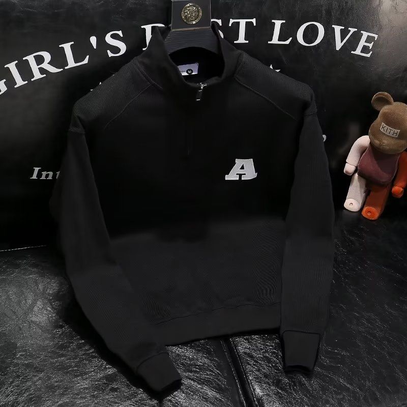 Suéter de cuello alto medio con letras bordadas, estilo coreano, parte superior inferior, abrigo de punto informal de marca de moda para primavera y otoño_voghion.com