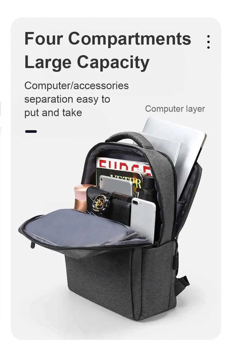 Sac à dos de voyage de grande capacité pour ordinateur portable 15,6 17,3 pouces, sac à dos étanche pour homme, multi-poches, C241107_voghion.com